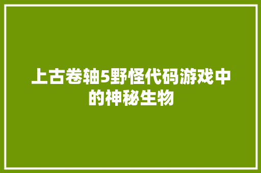 上古卷轴5野怪代码游戏中的神秘生物