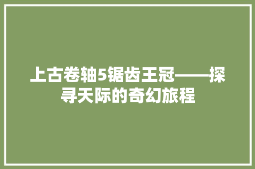 上古卷轴5锯齿王冠——探寻天际的奇幻旅程