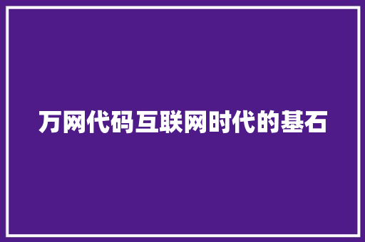 万网代码互联网时代的基石