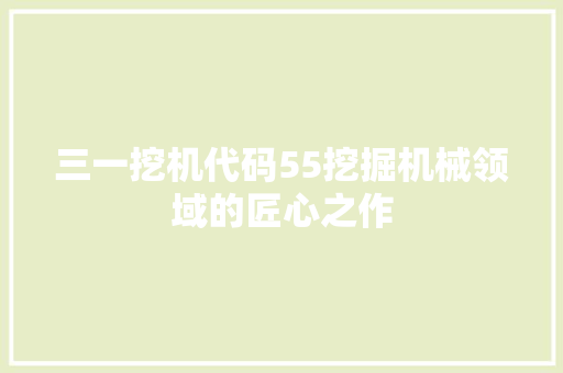 三一挖机代码55挖掘机械领域的匠心之作