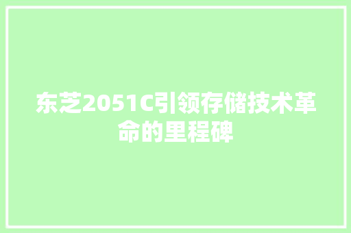 东芝2051C引领存储技术革命的里程碑
