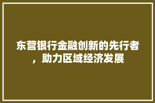 东营银行金融创新的先行者，助力区域经济发展