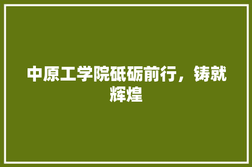 中原工学院砥砺前行，铸就辉煌