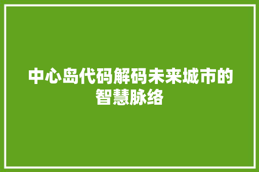 中心岛代码解码未来城市的智慧脉络