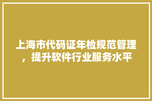 上海市代码证年检规范管理，提升软件行业服务水平