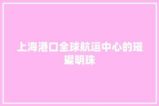 上海港口全球航运中心的璀璨明珠