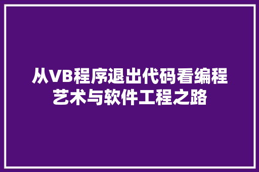 从VB程序退出代码看编程艺术与软件工程之路