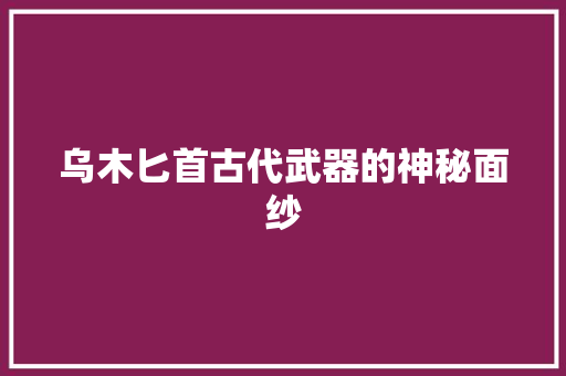 乌木匕首古代武器的神秘面纱