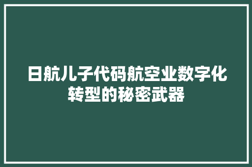 日航儿子代码航空业数字化转型的秘密武器