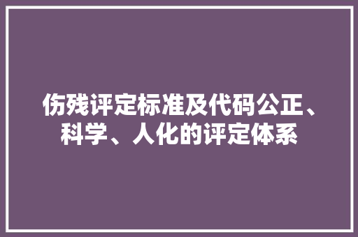 伤残评定标准及代码公正、科学、人化的评定体系