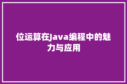 位运算在Java编程中的魅力与应用