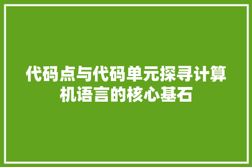 代码点与代码单元探寻计算机语言的核心基石