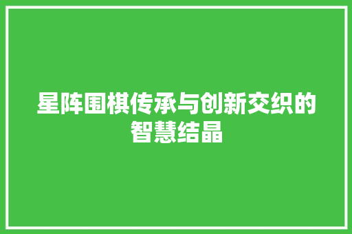 星阵围棋传承与创新交织的智慧结晶