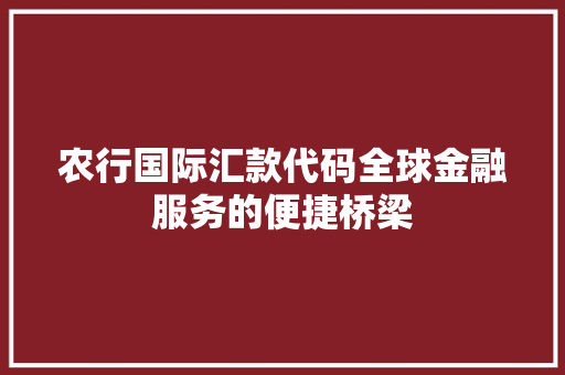 农行国际汇款代码全球金融服务的便捷桥梁