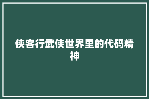 侠客行武侠世界里的代码精神