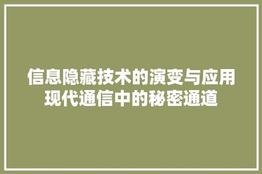 信息隐藏技术的演变与应用现代通信中的秘密通道