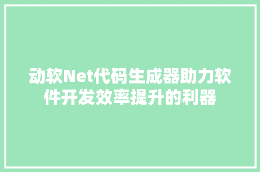 动软Net代码生成器助力软件开发效率提升的利器