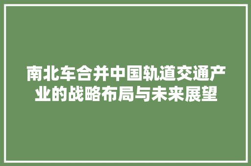 南北车合并中国轨道交通产业的战略布局与未来展望