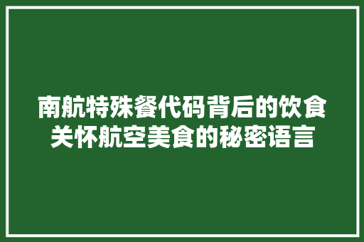 南航特殊餐代码背后的饮食关怀航空美食的秘密语言  第1张