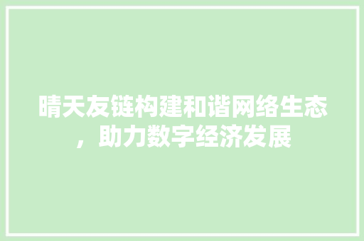 晴天友链构建和谐网络生态，助力数字经济发展