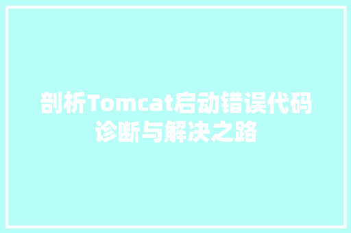 剖析Tomcat启动错误代码诊断与解决之路