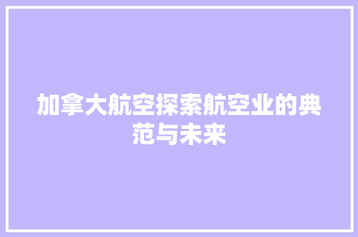 加拿大航空探索航空业的典范与未来