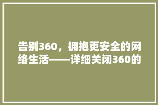 告别360，拥抱更安全的网络生活——详细关闭360的代码与应用