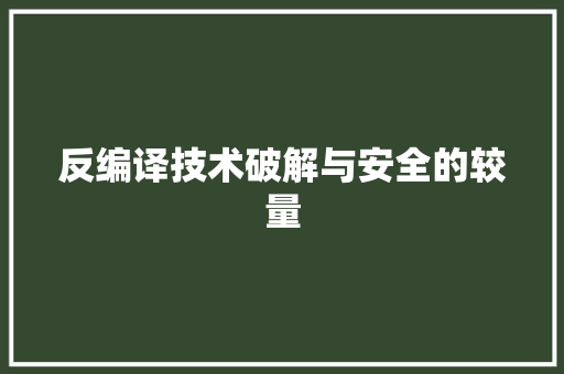反编译技术破解与安全的较量