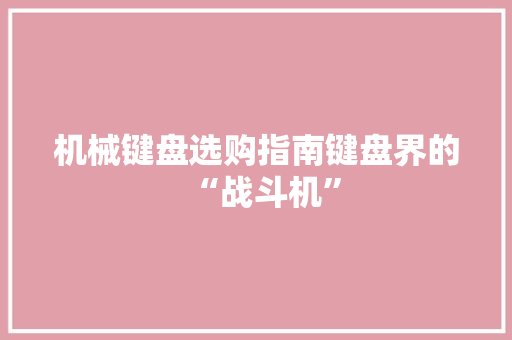 机械键盘选购指南键盘界的“战斗机”