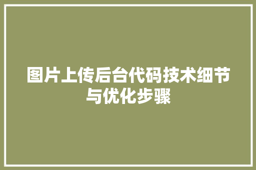 图片上传后台代码技术细节与优化步骤