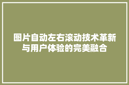 图片自动左右滚动技术革新与用户体验的完美融合
