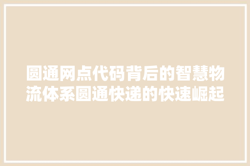 圆通网点代码背后的智慧物流体系圆通快递的快速崛起之路