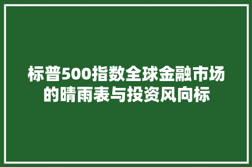 标普500指数全球金融市场的晴雨表与投资风向标
