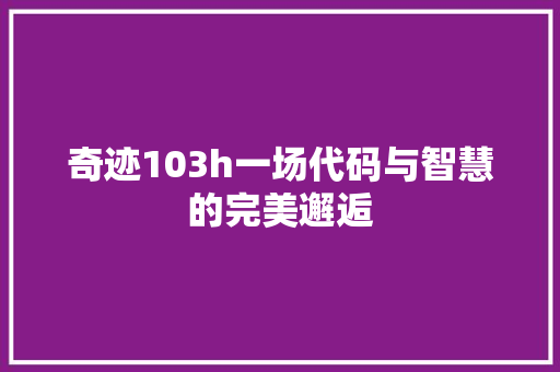 奇迹103h一场代码与智慧的完美邂逅