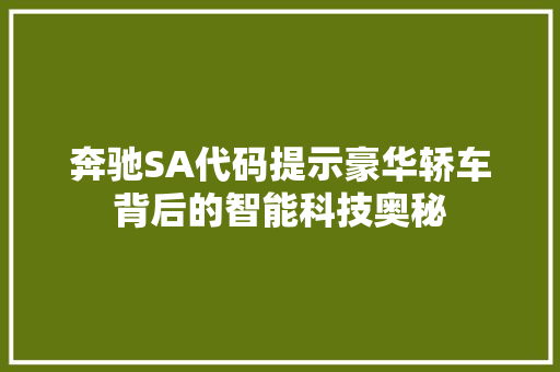 奔驰SA代码提示豪华轿车背后的智能科技奥秘