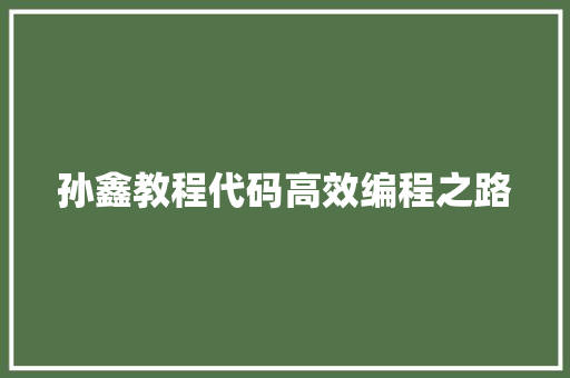 孙鑫教程代码高效编程之路