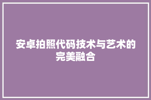 安卓拍照代码技术与艺术的完美融合