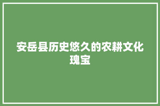 安岳县历史悠久的农耕文化瑰宝