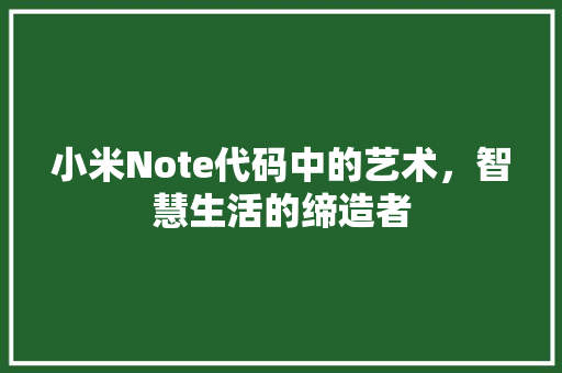 小米Note代码中的艺术，智慧生活的缔造者