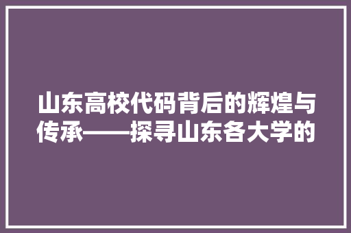 山东高校代码背后的辉煌与传承——探寻山东各大学的精神内核