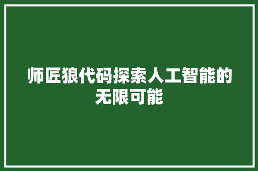 师匠狼代码探索人工智能的无限可能