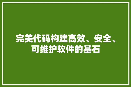 完美代码构建高效、安全、可维护软件的基石