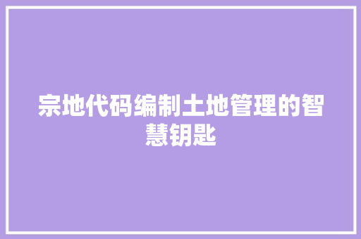 宗地代码编制土地管理的智慧钥匙