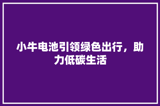小牛电池引领绿色出行，助力低碳生活