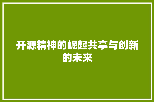 开源精神的崛起共享与创新的未来