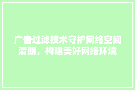 广告过滤技术守护网络空间清朗，构建美好网络环境