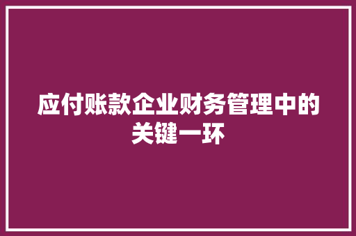 应付账款企业财务管理中的关键一环