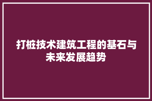 打桩技术建筑工程的基石与未来发展趋势  第1张