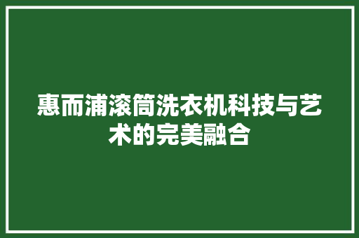 惠而浦滚筒洗衣机科技与艺术的完美融合