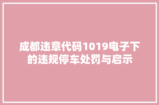 成都违章代码1019电子下的违规停车处罚与启示